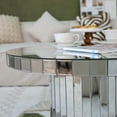 thumbnail image 7 of Double-Tier Luxury Round Mirror Coffee & End Table with Fluted Glass, 31, 5" Diameter Modern Sofa Side Table for Living Room, Light Luxury Design, Sturdy Cylinder Frame (Silver), 7 of 7