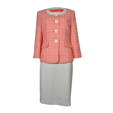 Le Suit Women's Tropical Blooms Woven Skirt Suit