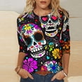 thumbnail image 1 of QIPOPIQ Blouses pour Femmes Manches 3/4 Hauts Décontractés pour Femmes Manches 3/4 Chemises Col Rond Imprimé Tendance Blouses Florales Confortables Liquidation, 1 of 1