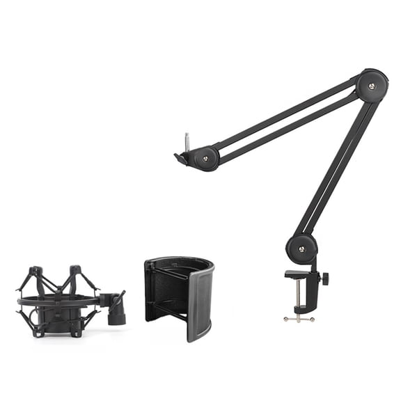 AOOOWER Desktop Microphone Holder Stand Foldable Mic Boom with Flexible Positioning for Live Broadcasts and Vocal Performances