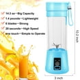 thumbnail image 6 of YouLoveIt Portable Blender Juicer Cup USB Juicer Blender 380ml Water Bottle Juicer Machine Mini Travel Personal Blender Baby Food Mixing Machine USB Rechargeable, 6 Blades, 6 of 8
