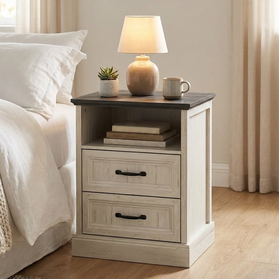 LEYZRTEBE Black Nightstand Set of 2 with 3 Drawers, Modern Wooden Bedside Tables End Tables with Storage for Bedroom Living Room