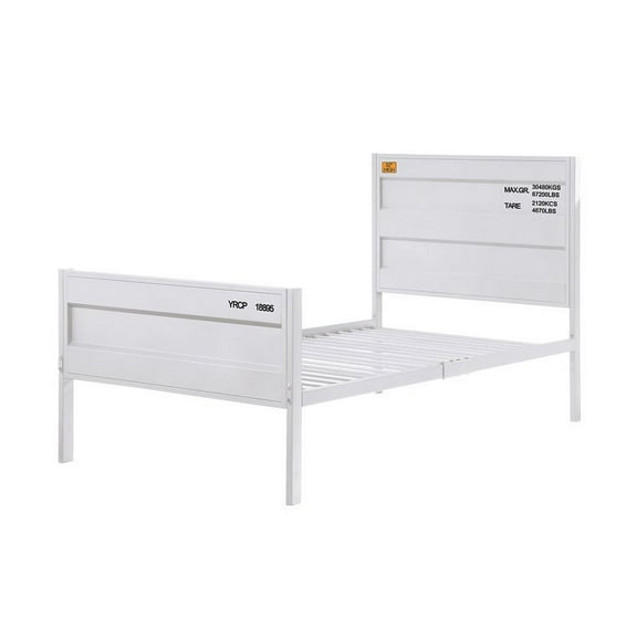 Acme Cargo Container Style Metal Frame Bed in White, Multiple Sizes