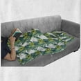 thumbnail image 5 of Tropical Soft Flannel Fleece Throw Blanket, Repetitive Banana Tree Leaves Exotic Fruits Summer Print, Cozy Plush for Indoor and Outdoor Use, 60" x 80", Yellow Pale Petrol Blue, by Ambesonne, 5 of 5