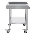 thumbnail image 1 of KFFKFF Commercial Grade Stainless Steel Table, Dimensions 24 x 28 x 30 Inches, Equipped with 4 Mobile Wheels, Casters, and a 3-Sided Backsplash for Robust Food Preparation, 1 of 9