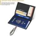 thumbnail image 3 of 2 carteras para pasaporte, de piel auténtica, con bloqueo RFID, funda para 2 pasaportes, tarjetas de identificación, billetes de avión para mujeres y hombres, 3 of 5