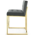 thumbnail image 3 of Counter Stool Chair, Velvet, Metal Steel, Gold Grey Gray, Modern Contemporary Urban Design, Bar Pub Cafe Bistro Hotel Restaurant Hospitality, 3 of 8