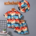 thumbnail image 4 of CAICJ98 Boys Summer Hawaiian Outfits Short Sleeve Button Down Shirt and Shorts Vacation Set for Kids Toddler Summer Clothes Set (Red,6 Years), 4 of 6