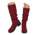 thumbnail image 3 of YLYL Women's Suede Knee High Boots Chunky Heel Round Toe Long Boots Shoes with Zipper, 3 of 9
