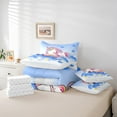 thumbnail image 6 of jejeloiu Cartoon Animal Unicorn Bedding Comforter Set 7 Pieces,Loves Stars Pattern Full Bedding Set,Pink White Blue Fitted Sheet Flat Sheet For Child,Lightweight Room Decor, 6 of 8