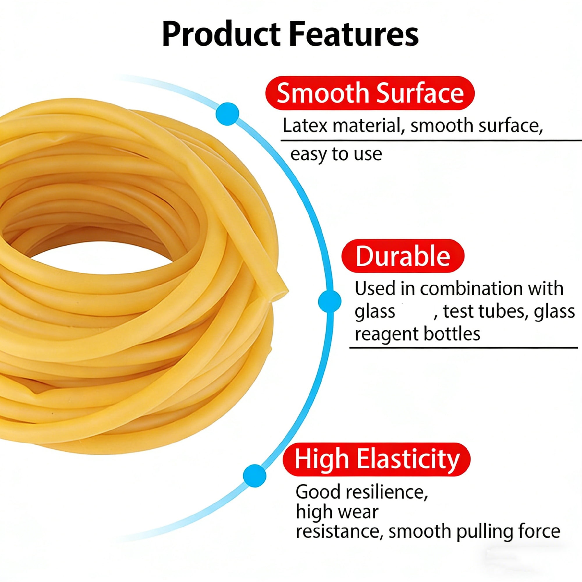 Black Natural Latex Rubber Tubing,Bexikou 1/4" (6mm) ID x 3/8" (9mm) OD Highly Elastic Band Tubes,16.4ft Length Latex Hose Tube for Home/Laboratory/Sporting