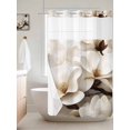 thumbnail image 6 of No Hook Shower Curtain with Snap in Liner, Vintage White Magnolia Botanical Waterproof Bath Curtain Double Layers with See Through Top Window, Modern Farmhouse Painting Hotel Shower Curtains 36x72in, 6 of 9