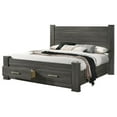 thumbnail image 1 of Weathered Gray Wood Eastern King Platform Bed with Storage, 1 of 2