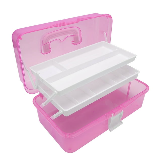 Craft Caddy Box 3 Layers Portable Storage Box Handheld Multipurpose Storage Case For Art Materials, Paints, Craft Supplies,Sewing, Etc.