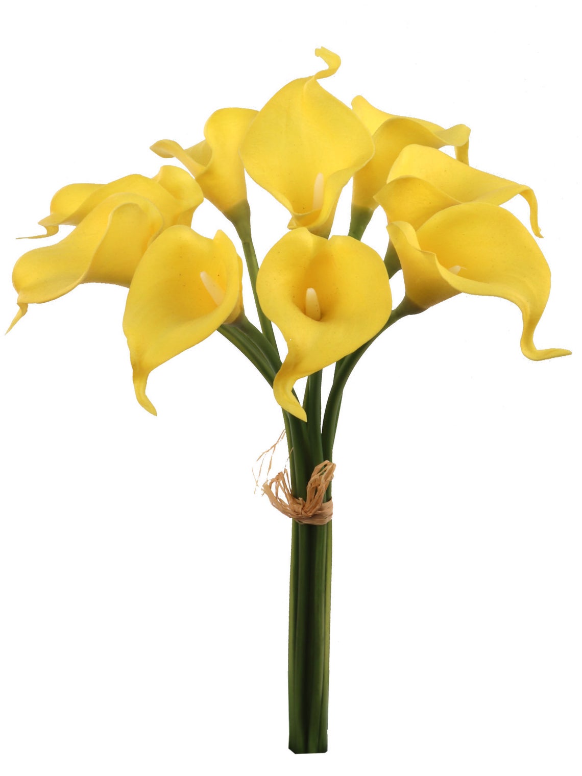 Artificial Yellow Calla Lily Spray Real Touch Silk Wedding Flowers
