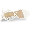 thumbnail image 2 of BLISSFUL STEP Women's Heels Strappy Lace Up Open Toe Kitten Heel Sandals White 7.5, 2 of 7