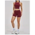 thumbnail image 3 of PISONIC Women Two Piece Workout Sets Color Block Tank Top and High Waist Shorts Gym Yoga Active Set, 3 of 6