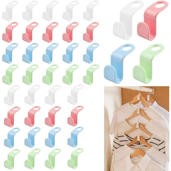 40 Pcs Clothes Hanger Connector Hooks, Hangers Space Savers, Cascading Clothes Hanger Hooks, Hanger Extender hanger hooks, Clothes Organiser for Wardrobe Closet Garderobe