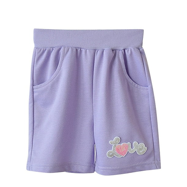 Odeerbi 1-10 Años Niños Niñas Deportes de Bermudas Pantalones Cortos Amor Imprimir Entrenamiento Pantalones Cortos de Algodón Atlético Lindo Respirable Pantalones de Longitud Media