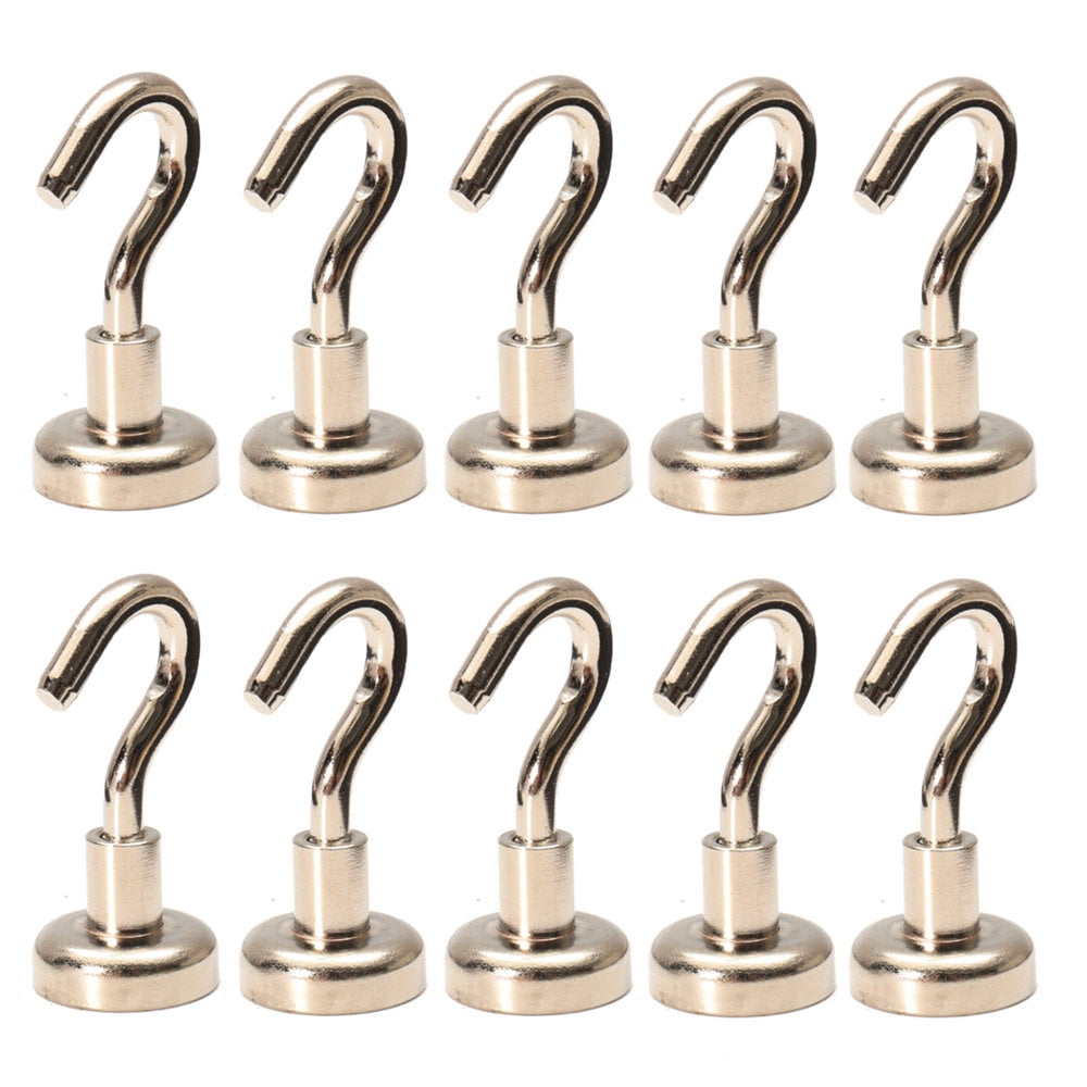 10X Magnetic Hooks Hook 16mm Neodymium Magnet 10KG Hold Wall Door Base Hanger 