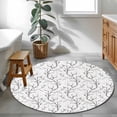 thumbnail image 3 of Small Round Rug 3Ft Washable Non-Slip, Black White Branches Circle Area Rugs for Living Room Bedroom, Vintage Art Farmhouse Indoor Floor Mats Carpet Runner for Home Decor, 3 of 8