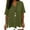 A-Green, variant on Oversized V-Neck Tees, Side Split Button Rolled Long Sleeve High-Low T-Shirt, Women’s