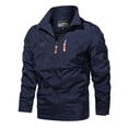 thumbnail image 2 of SWSMCLT Men's Lightweight Windbreaker Jacket Hooded Zip Up Zipper Pockets Long Sleeve Raincoat w/ Detachable Hood Rain Coats Spring Fall Soft Waterproof Classic Blue X-Small, 2 of 2