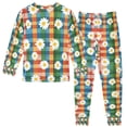 thumbnail image 2 of FORMRS Long Sleeve Top and Pants Pajama Set for Niños 2-Piece Sleepwear, Sizes 18M-8Y, Green Checkered Daisy, 2 of 6