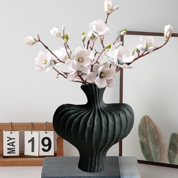 VAJUSO Decorative Flower Vase (Black, Large) – Ceramic Plastic Vase