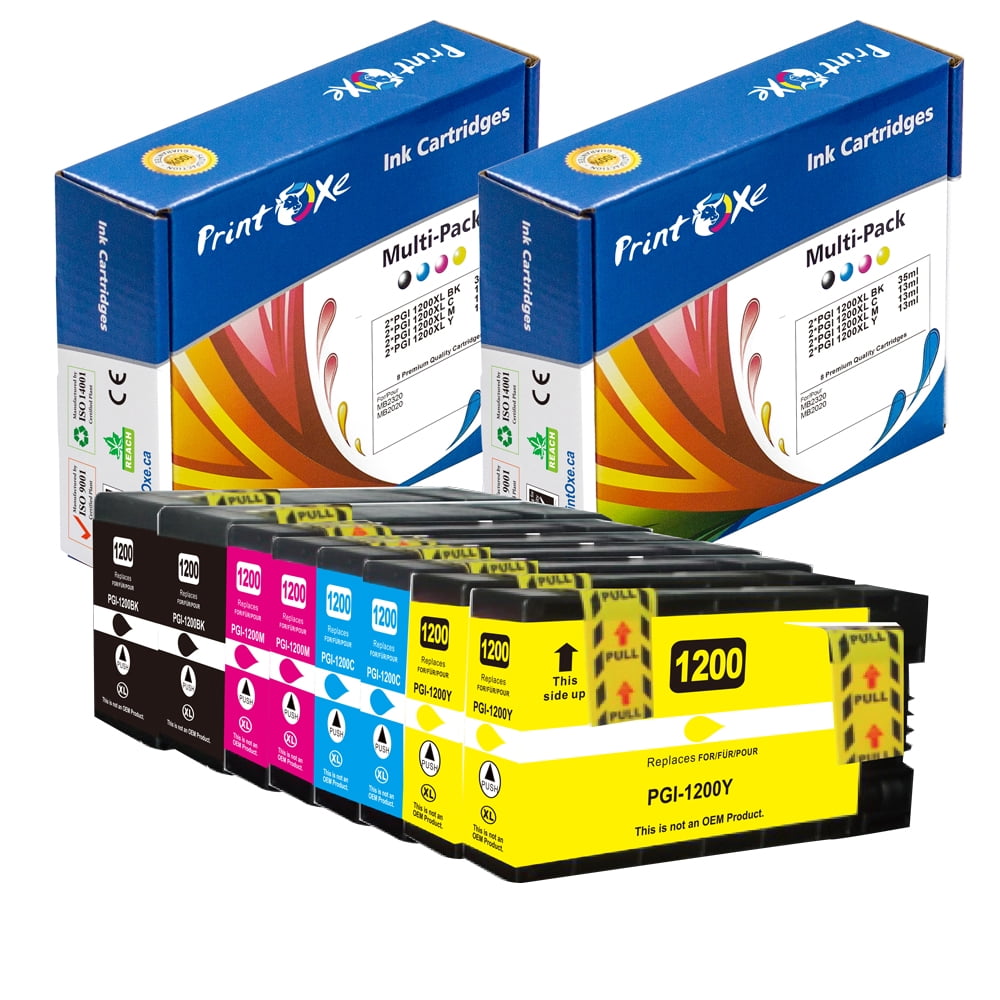 PrintOxeÂ® PGI 1200XL Compatible 2 Set PGI-1200 Pigment 8 Cartridges PGI1200 for Canon MAXIFY 