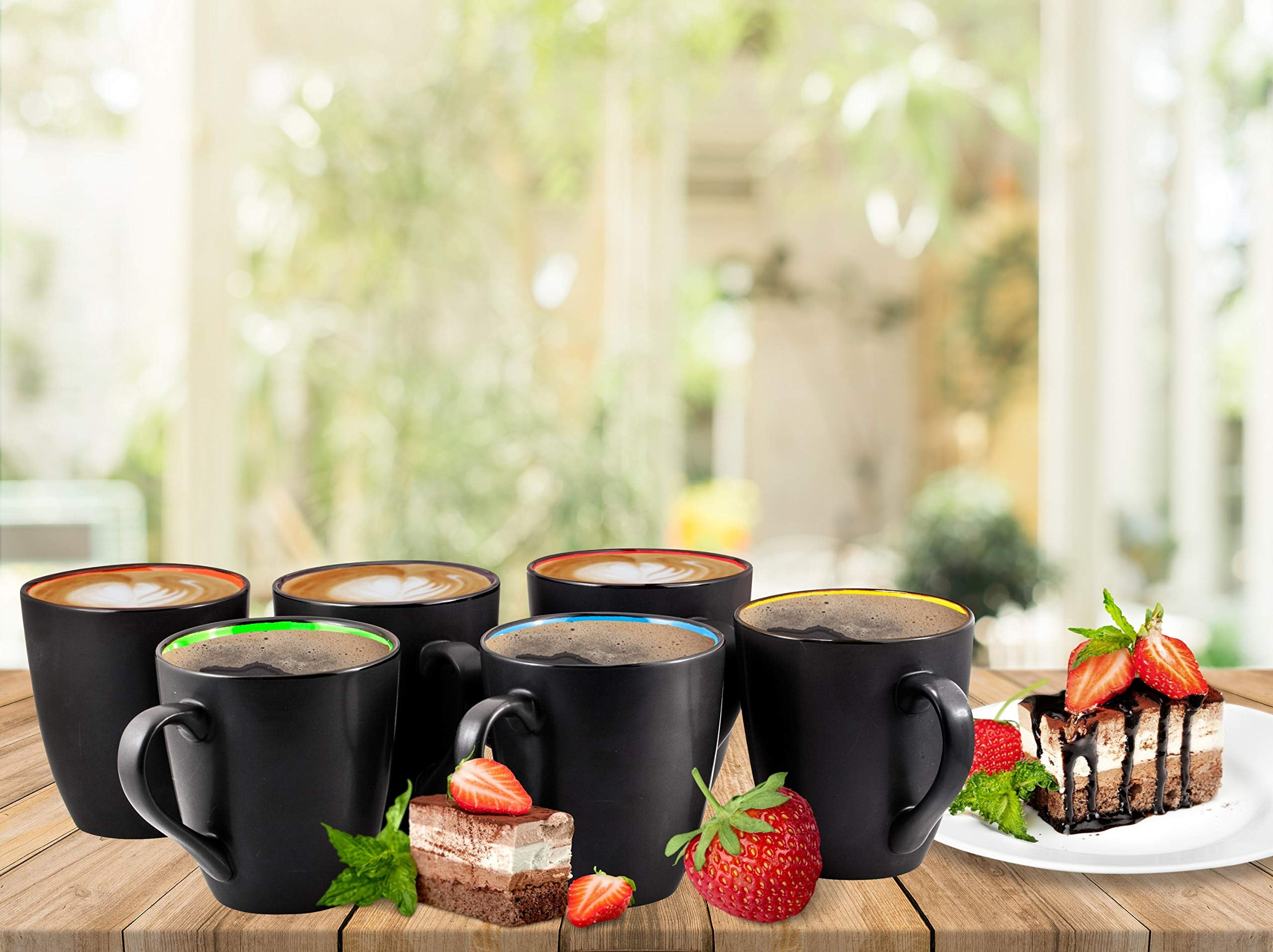 Set of 4 Extra Large Ceramic Mug Set, Mug Handleless 18oz, Matte Black Mug  Set, Stoneware Coffee Mug Without Handle, XL Tall Mugs No Handle 