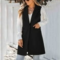thumbnail image 2 of CharmCyan Women’s Sleeveless Lapel Long Vest Jacket Single Button Front with Pockets for Layered Outfits Casual Office Wear Black L, 2 of 2