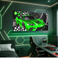 thumbnail image 2 of Erosebridal Cool Speed Racing Car Paintings Wall Decor Framed, Race Flag Wall Decor for Bedroom 58x29, Black Green Bedroom Decor, 2 of 5