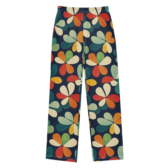 FORMRS Boys Pajama Pants with Pockets Size 6-8Y Kids Lounge Sleep Bottoms, Green Clover Pattern