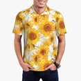 thumbnail image 1 of Balery White Marble Pattern Sunflower Camisa Polo de Hombre con Estampado, de Manga Corta y Tejido Medio, Camisa Tipo Golf Polo-3X-Large, 1 of 6