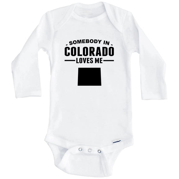 Somebody In Colorado Loves Me One Piece Baby Bodysuit - Colorado Baby Bodysuit (Long Sleeve), 0-3 Months White