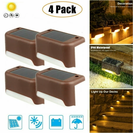 

Solar Deck Lights 4 Pack Fence Post Solar Lights for Patio Pool Stairs Step and Pathway Weatherproof LED Deck Lights Solar Powered Outdoor Lights (Warm White)