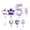 E, variant on Purple Party Balloons, Number Foil Balloon Set, Birthday Decoration Kit with Star Balloons