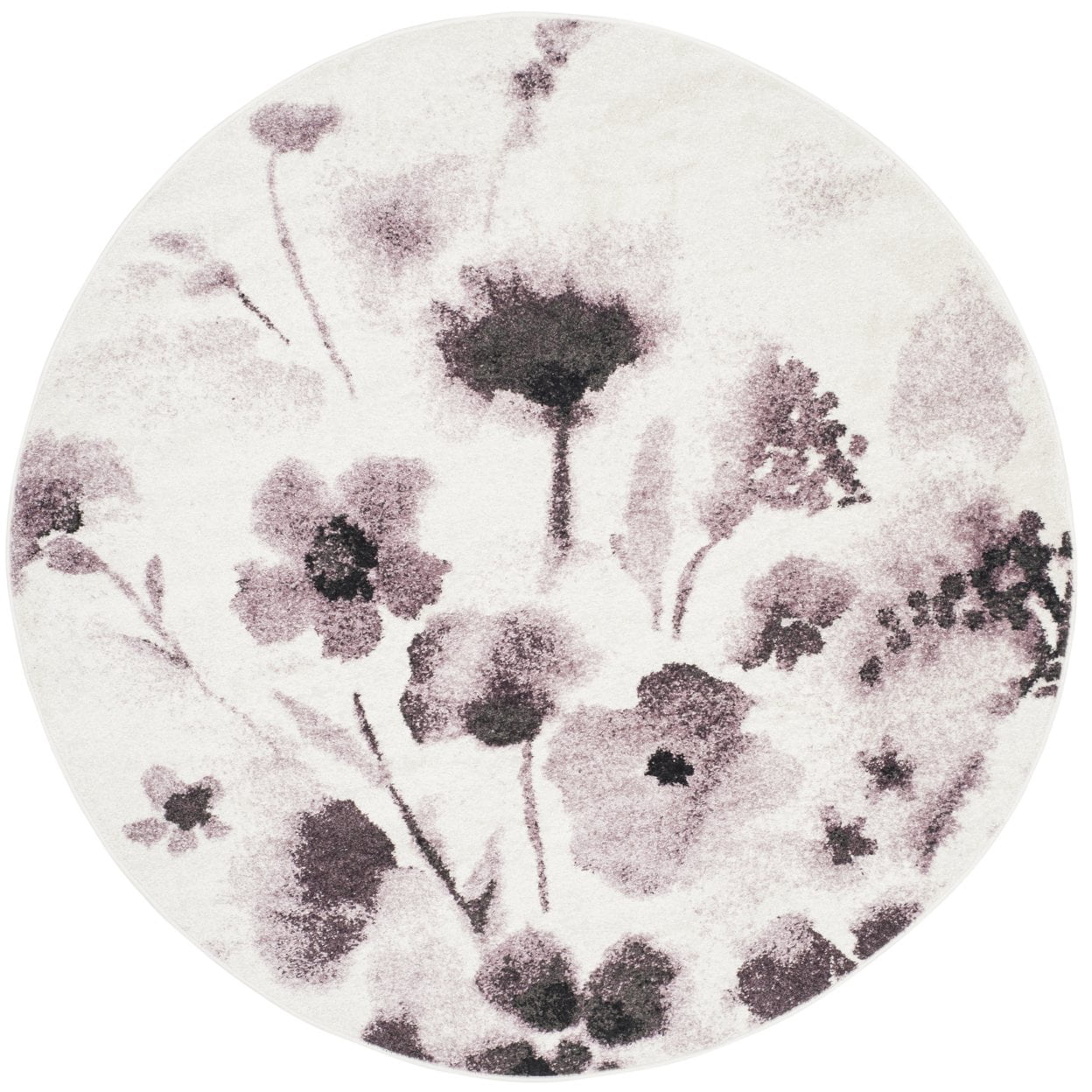 SAFAVIEH Adirondack Brannon Floral Area Rug, Ivory/Purple, 6' x 6' Square