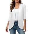 thumbnail image 2 of Hilenly Womens 3/4 Sleeve Cardigans Lightweight Chiffon Kimono Loose Casual Open Front Cover Ups, 2 of 10