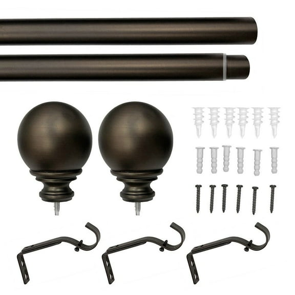 Lumi 1" Single Curtain Rod Brushed Nickel/Black/Oil Bronze-Ball finial 72"-144" - Oil Rubbed Bronze