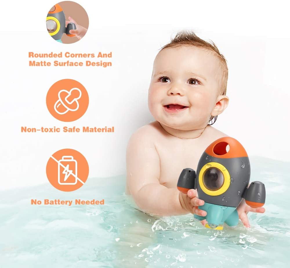  Edushape Fill & Spin Water Rocket - Toddler Bath Toys -  Strainer Bathtub Toy - Early Child Development Boys & Girls Water Bath Toy  - Baby Bath Toys for Toddlers 1-3 