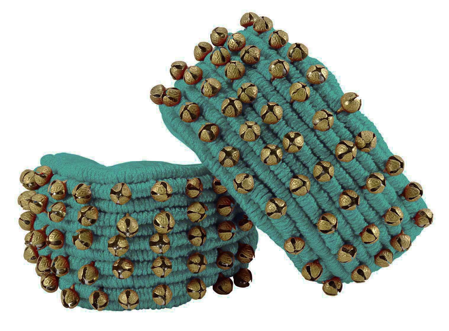 Banithani Indian Traditional 5 Line Classical Kathak 12 No Ghungroo Anklets Dancing Ankel Bracelet Pair Jewelry-Aqua Blue