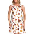 thumbnail image 1 of Disketp Autumn Maple Leaf with Hedgehog para Vestido sin Mangas para Mujeres, Vestidos de Verano para Mujeres, Casual y Holgado para la Playa, 1 of 7