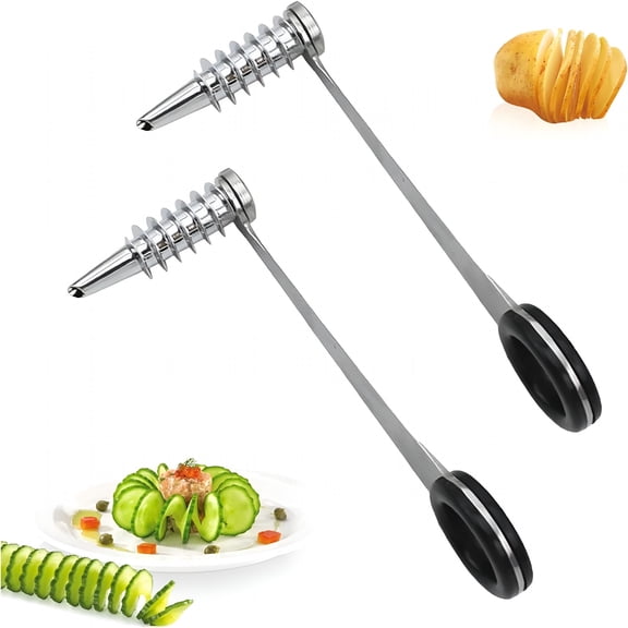 EXLEAF 2 Pack Spiral Cutter for Potatoes,Stainless Steel Spiral Cutter for Veggies Cucumber and Carrot