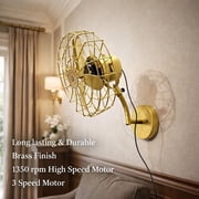 Vintage Brass Wall Fan | Retro Home Decor, 3-Speed Motor