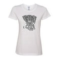 thumbnail image 2 of Black and White Mosaic Retro Mandala Elephant Animal Lover Womens Graphic T-Shirt, White, X-Large, 2 of 4