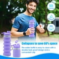 thumbnail image 4 of ONTA Collapsible Water Bottle - BPA Free Silicone Foldable Water Bottle for Travel Gym Camping Hiking, Portable Leak Proof Sports Water Bottle with Carabiner(Purple), 4 of 8
