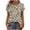 khaki, variant on Staron Women's Casual Printed Button-Up Shirt Short Sleeve Round Neck Fashion Top Blouse Spring Summer Vacation Travel Boho, Khaki XXL