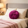 thumbnail image 5 of SLYNSHome Ruched Velvet Round Throw Pillow,Pink Pleated Rosette Center Decorative Cushion, Solid Color Accent Pillow for Sofa Bed Living Room Home Decor, 5 of 6